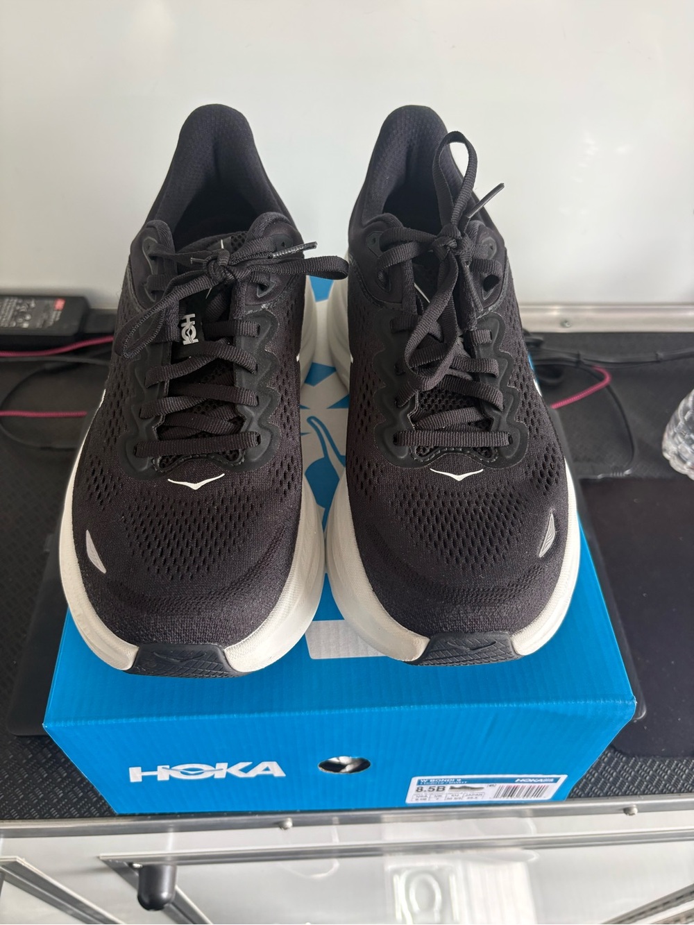Hoka Women’s Black and White Running Sneakers size 8.5 Worn once.